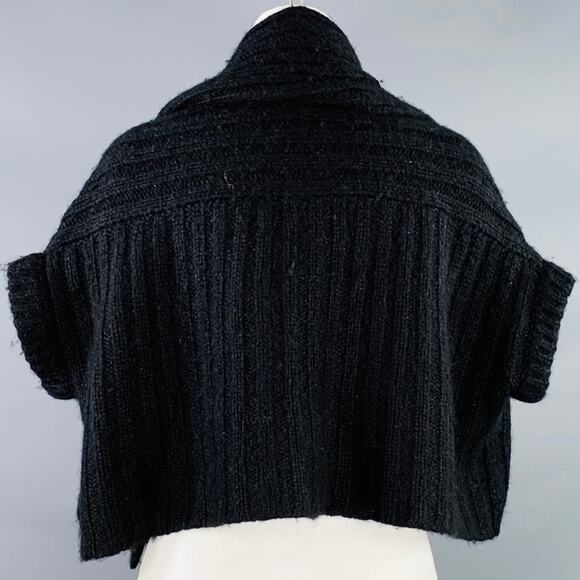 JARBO Size 0 Black Alpaca Blend Knit Shawl Collar Open Front Shrug Cardigan - Picture 3 of 7